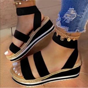 Black platform sandals